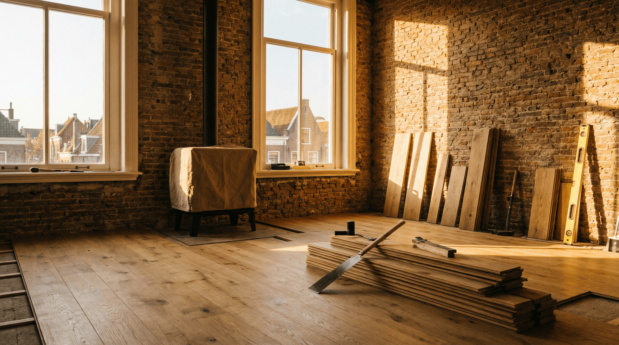 Verbouwing van een woning in Groningen met nieuwe vloer en stucwerk